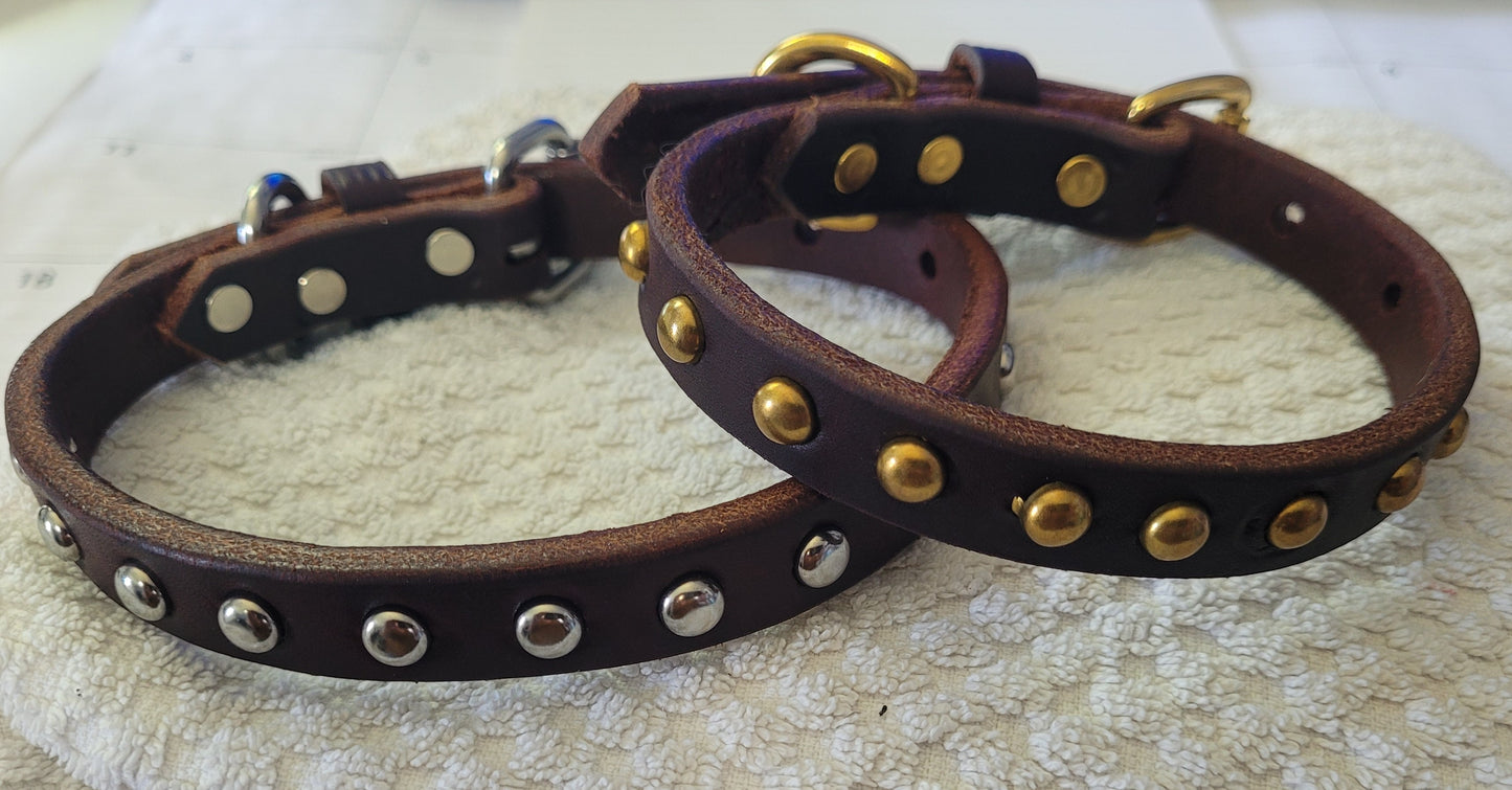 Spotted Leather Dog Collar